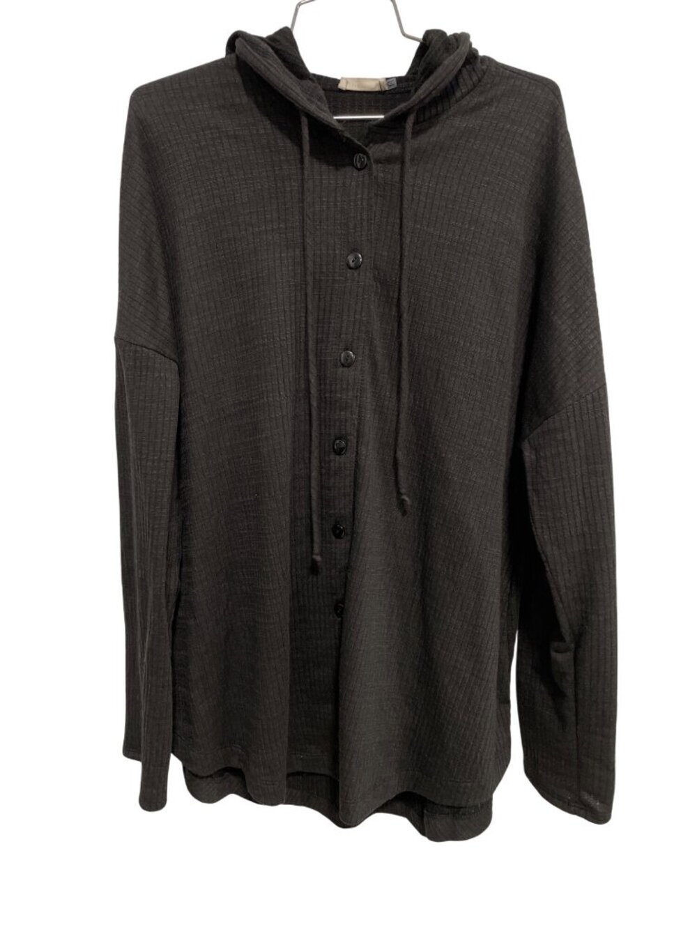 Blumin Apparel Hoodie Size 1XL Button Front Long Sleeve Solid Black Warm Relaxed